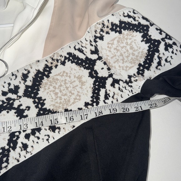 Maje Thelo Color-Blocked Neoprene Zip Track Jacket size 1/S black, white, cream - Picture 6 of 7